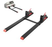 VEVOR Fourches à Palettes à Pince Charge 1814 kg Fourches à Godet Longueur Totale 149 cm avec Barre Stabilisatrice Réglable 50-91,5 cm, Compatible avec Godet de Chargeuses Compactes Tracteurs, Noir