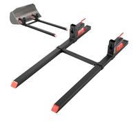 VEVOR Fourches à Palettes à Pince Charge 907 kg Fourches à Godet Longueur Totale 149 cm avec Barre Stabilisatrice Réglable 50-91,5 cm, Compatible avec Godet de Chargeuses Compactes Tracteurs, Noir