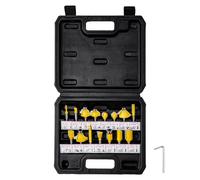 VEVOR Fraises Défonceuse, 6,35 mm, Coffret de 15 Fraises à Rainurer Bois en Carbure, Kit Outils de Travail du Bois pour Menuisiers Professionnels, Débutants, MDF, Panneaux de Particules, Contreplaqué