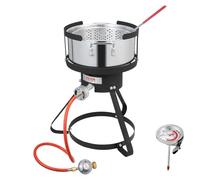 VEVOR Friteuse à Poisson et Ailes 9,35 L, Kit de Friteuse au Propane en Alu, Friteuse Extérieure pour Fruits de Mer avec Thermomètre, Passoire et Brûleurs au Propane de 54000 BTU, pour Cour Camping