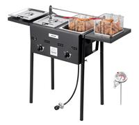 VEVOR Friteuse au gaz propane Double cuve 9L×2 Acier inoxydable