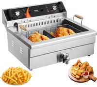 VEVOR friteuse commerciale, 2250 W friteuse électrique avec panier, grande capacité 20 L Countertop Oil Fryer, acier inoxydable, contrôle de la température, pour cuisine restaurant utilisation, argent