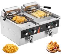 VEVOR friteuse commerciale friteuse électrique à poser, double réservoir 3000 W x 2, 5,9 L double friteuse à huile avec 2 paniers acier inoxydable épaissi, réglage temps & température