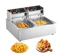 12 L Friteuse Électrique Commerciale -VEVOR - 5000 W Friteuse à Huile 2 Cuves Inox