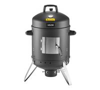 VEVOR Fumoir à Charbon 406,4 mm Barbecue à Charbon de Bois Vertical en Acier Revêtu pour Fêtes Grillades Terrasse Jardin Camping, avec 2 Grilles de Cuisson, Thermomètre, Aérations, Cendrier Amovible