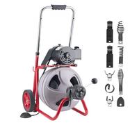 VEVOR Furet Déboucheur Canalisation Électrique 22 m x 9,5 mm Furet Électrique Alimentation Auto Machine de Débouchage sur Roues pour Canalisations Tuyaux 50-100 mm, avec 8 Lames, Interrupteur Pied