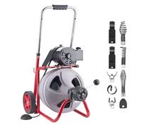 VEVOR Furet Déboucheur Canalisation Électrique 30 m x 9,5 mm Furet Électrique Alimentation Auto Machine de Débouchage sur Roues pour Canalisations Tuyaux 50-100 mm, avec 8 Lames, Interrupteur Pied