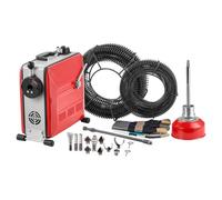 VEVOR Furet Déboucheur Canalisations Électrique, 850 W, avec Câble à Ressort Acier 14,5 m x 16 mm, 14 m x 22 mm, 5 m x 9,5 mm, 0,4 m x 12 mm, 11 Coupeurs, pour Débouchage Tuyaux 50-200 mm de Diamètre