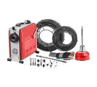 VEVOR Furet Déboucheur Canalisations Électrique, 850 W, avec Câble à Ressort Acier 14,5 m x 16 mm, 14 m x 22 mm, 5 m x 9,5 mm, 0,4 m x 12 mm, 11 Coupeurs, pour Débouchage Tuyaux 50-200 mm de Diamètre