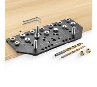 VEVOR Gabarit de Perçage pour Charnières et Goupilles d'Étagère 2 en 1, Outils de Travail du Bois en Alliage d'Aluminium, avec Forets, pour Portes d'Armoires, Bibliothèques, Armoires, Menuiserie