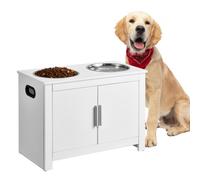 VEVOR Gamelles Chiens Surélevées 60x30x44 cm Porte Gamelles Surélevé avec Armoire de Rangement, 2 Gamelles en Acier Inoxydable, Meuble de Stockage Aliments et Jouets pour Animaux de Compagnie, Chiens