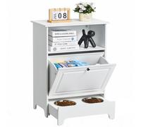 VEVOR Gamelles Chiens Surélevées 60x35x80 cm Porte Gamelles Surélevé avec Armoire de Rangement Inclinable, 2 Gamelles Acier INOX, Meuble de Stockage Aliments Jouets pour Animaux de Compagnie, Chiens