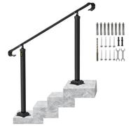 VEVOR Garde-Corps Rampe Escalier Main Courante en Fer Forgé Balustrade Rambarde 3 Marches Réglable 48 cm Angle 0-52,8° pour Sécurité des Escaliers et Marches Jardin Entrée Portail 140x13,2x97,4 cm