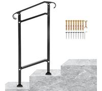 VEVOR Garde-Corps Rampe Escalier Main Courante en Fer Forgé Balustrade Rambarde 1 Marche Réglable 16 cm Distance entre Poteaux 34 cm Hauteur Poteaux 96 cm pour Sécurité des Escaliers Jardin Portail