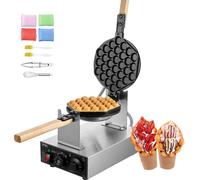 VEVOR gaufrier à bulles commercial Machine à crêpes aux œufs 1400 W, gaufrier en acier inoxydable avec surface de cuisson antiadhésive, réglage de la température et du temps, pour restaurant boulanger