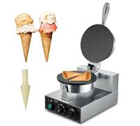 VEVOR Gaufrier a Cornet de Glace Commercial 1230 W, Appareil a Cornet de Glace et Rouleaux d'?ufs, en Acier Inoxydable Antiadhesif,