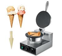 VEVOR Gaufrier à Cornet de Glace Commercial 1230 W, Appareil à Cornet de Glace et Rouleaux d'Œufs, en Acier Inoxydable Antiadhésif, avec Contrôle de la Température et du Temps, Boulangerie, Snack-bar