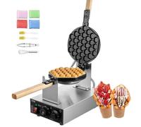 VEVOR Gaufrier Commercial 1400 W, Appareil a Gaufre a Bulles, en Acier Inoxydable, Antiadhesif, Rotatif a 180 , avec Controle de la
