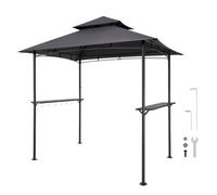 VEVOR Gazebo de Barbecue, 243 x 150 cm, Tonnelle de BBQ Extérieur avec Toit à 2 Niveaux, Abri de Barbecue de Patio en Acier à Revêtement de Poudre, pour Grillades, Fêtes, Pique-niques, Jardin, Patio