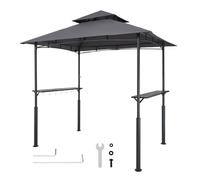 VEVOR Gazebo de Barbecue, 243 x 150 cm, Tonnelle de BBQ Extérieur Renforcée avec Toit à 2 Niveaux, Abri de Barbecue de Patio en Acier Thermolaqué, pour Grillades, Fêtes, Pique-niques, Jardin, Patio
