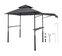 VEVOR Gazebo de Barbecue, 243x150 cm, Tonnelle de BBQ Extérieur avec Auvent, Toit à 2 Niveaux, Abri de Barbecue Patio Acier Thermolaqué, pour Grillades, Fêtes, Pique-niques, Jardin, Terrasse, Patio