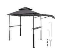 VEVOR Gazebo de Barbecue, 243x150 cm, Tonnelle de BBQ Extérieur Renforcée avec Auvent, Toit à 2 Niveaux, Abri de Barbecue Patio Acier Enduit Poudre, pour Grillades, Fêtes, Pique-niques, Jardin, Patio