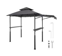 VEVOR Gazebo de Barbecue, 243x150 cm, Tonnelle de BBQ Extérieur Renforcée avec Auvent, Toit à 2 Niveaux, Abri de Barbecue Patio Acier Enduit Poudre, pour Grillades, Fêtes, Pique-niques, Jardin, Patio