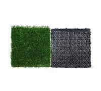 VEVOR Gazon Artificiel, Lot de 9 Pelouse Synthétique Extérieur Intérieur Dalles Emboîtables 31x31 cm Tapis de Sol Auto-drainant Brins d'herbe 40 mm pour Cours de Récréation, Décoration Maison, Chiens
