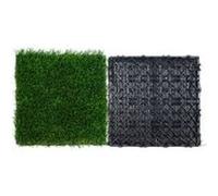 VEVOR Gazon Artificiel Lot de 18 Pelouse Synthétique Extérieur Intérieur Dalles Emboîtables 31x31 cm Tapis de Sol Auto-drainant Brins d'Herbe 40 mm pour Jardin, Cours de Récréation, Décoration Maison