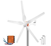 VEVOR Générateur Éolienne 12 V, Kit Générateur Turbine Éolienne 200 W 5 Pales Contrôleur MPPT Moteur à Aimant Triphasé 29 A Corps en Aluminium Queue Acier Inox 900 tr/min pour Maison, Camping-Cars
