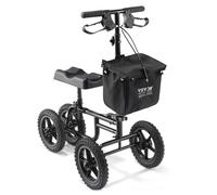VEVOR Trottinette pliante genoux, 160 kg, déambulateur orientable acier au carbone, guidon et genouillère hauteur réglable, roue tout terrain 305 mm, double freins, scooter de récupération des jambes