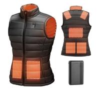 VEVOR Gilet chauffant pour femme avec batterie 16000 mAh et 8 zones de chauffage, veste chauffante électrique rechargeable à 3 niveaux, gilet d'hiver pour randonnée, camping, pêche, ski, taille S