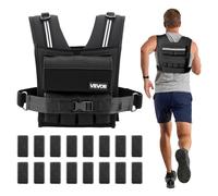 VEVOR Gilet Lesté Réglable, Veste Lestée avec Poids en Fer, pour Marche Course Jogging Randonnée Entraînement Croisé Fitness, Gilet de Poids pour Musculation avec Épaulettes et Bandes Réfléchissantes