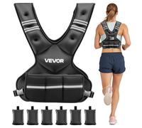 VEVOR Gilet Lesté Réglable, Veste Lestée Max. 14,5 kg avec 6 Lests, pour Marche Course Jogging Randonnée Entraînement Croisé Fitness, Gilet de Poids pour Musculation en X avec Bande Réfléchissante