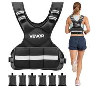 VEVOR Gilet Lesté Réglable, Veste Lestée Max. 4,66 kg avec 6 Lests, pour Marche Course Jogging Randonnée Entraînement Croisé Fitness, Gilet de Poids pour Musculation en X avec Bande Réfléchissante