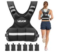 VEVOR Gilet Lesté Réglable, Veste Lestée Max. 4,66 kg avec 6 Lests, pour Marche Course Jogging Randonnée Entraînement Croisé Fitness, Gilet de Poids pour Musculation en X avec Bande Réfléchissante