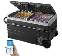 VEVOR Réfrigérateur Portable à Compression 115 L, Mini Frigo de Voiture 12 V, Glacière à Double Zone -20 °C à 20 °C, avec Roues et Poignée, Congélateur Portable pour Camion Bateau Maison Camping