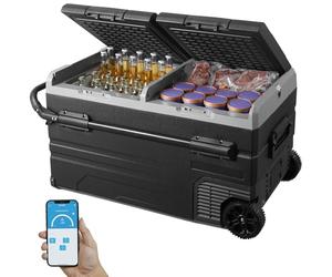 VEVOR Glacière à Compression 115 L, Réfrigérateur de Voiture 12 V, Glacière à Double Zone -20 °C à 20 °C, avec Roues et Poignée, Congélateur Portable pour Camion Bateau Maison Camping