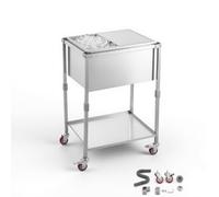 VEVOR Glacière à roulettes 42,4 L Refroidisseur de Boissons Mobile en INOX, pour Terrasse Restaurant Fête, Isolation Longue Durée sans Électricité, Desserte-glacière Passive Extérieur, Kit de Vidange