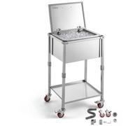 VEVOR Glacière à Roulettes 54,6 L Refroidisseur de Boissons Mobile en Inox, pour Terrasse Restaurant Fête, Isolation Longue Durée sans Électricité, Desserte-glacière Extérieur, Kit de Vidange Complet