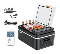 VEVOR Glacière Électrique à Compression de Voiture 20 L, Réfrigérateur Portable Contrôle via APP,12/24 V DC et 100-240 V AC, Mini Frigo Auto -20 °C à 20 °C pour Camping Voyage Plage Bateaux Pêche