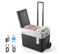 VEVOR Glacière Électrique Voiture et Maison, Réfrigérateur Portable 40 L 12 V/24 V CC et 100-240 V CA, pour Camping Voyage, Mini Frigo à Compression -22 à 10 °C, Contrôle APP avec Roues et Poignée