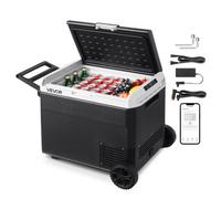 VEVOR Glacière Électrique Voiture et Maison, Réfrigérateur Portable 60 L 12/24 V CC et 100-240 V CA, pour Camping Voyage Plage Pêche, Mini Frigo Réglable de -20 °C à 20 °C, avec Roulettes et Poignée