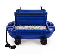 VEVOR Glacière Flottante 37,9 L, Bar Flottant Rigide en LLDPE, pour Boissons Fraîches sur l'eau et Terre Piscine Plage, Glacière Amphibie avec Compartiment Sec, Roues et Corde de Remorquage, Bleu