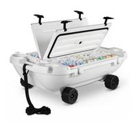 VEVOR Glacière Flottante Tout-terrain Capacité 37,9 L, Bar Flottant Rigide en LLDPE, pour Boissons Fraîches sur l'Eau et Terre Piscine Plage, avec Compartiment Sec, Roues et Corde de Remorquage, Blanc
