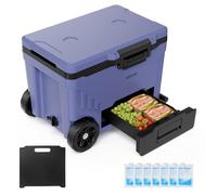 VEVOR Glacière Rigide à roulettes 42,6 L Boîte Isotherme Rigide Portable, pour Aliments Boissons Camping Pêche Pique-Nique Jardin Plage, Rétention du Froid jusqu'à 48 H, Séparation Sec et Humide