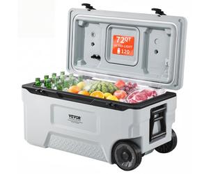 VEVOR Glacière Rigide Isotherme de 74 QT 70 L, Réfrigérateur Portable sur Roulettes, Sac Isotherme avec Rétention de Glace, avec Poignées Robustes et Porte-gobelet, pour Pique-niques, Camping, Voyages