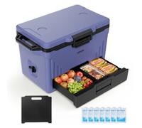 VEVOR Glacière Rigide Passive 47 L Boîte Isotherme Rigide Portable Légère, Pour Aliments Boissons Camping Pêche Pique-nique Jardin Plage, Rétention du Froid jusqu'à 48 H, Séparation Sec et Humide