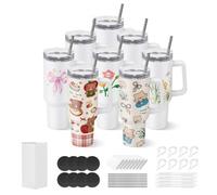 VEVOR Gobelet à Sublimation Vierge 8PCs 1183 mL, Gobelet Isotherme à Personnaliser en Acier Inoxydable, Bouteille Sublimable pour Personnalisation DIY, Double Paroi Isolée, avec Couvercles et Pailles