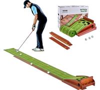 VEVOR Golf Tapis de putting, tapis de golf à 5 trous, tapis d'entraînement au golf en intérieur, set de minigolf avec retour automatique de la balle, guide d'alignement, 3 balles, base en bois, équipe
